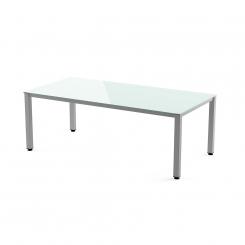 Rocada mesa de oficina serie executive 200x100 aluminio/ cristal blanco