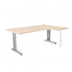 Rocada mesa de oficina serie metal con forma L izquierda 180x120 aluminio / haya
