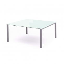 Rocada mesa de oficina serie total 180x163 aluminio / cristal blanco