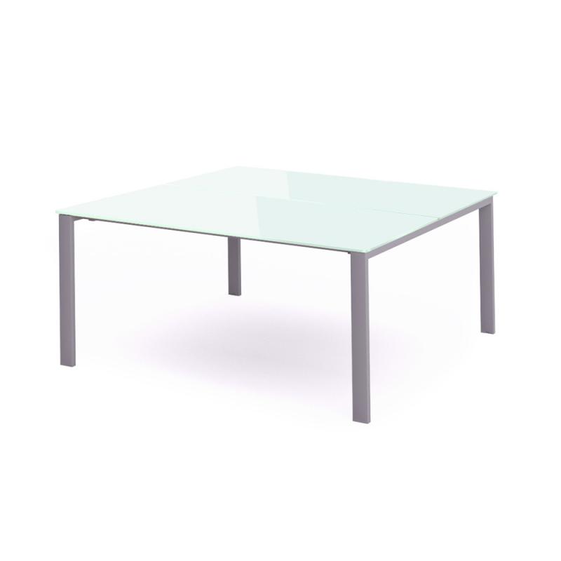 Rocada mesa de oficina serie total 180x163 aluminio / cristal blanco