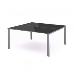 Rocada mesa de oficina serie total 180x163 aluminio / cristal negro