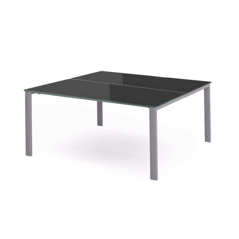 Rocada mesa de oficina serie total 180x163 aluminio / cristal negro