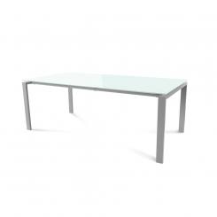 Rocada mesa de oficina serie total 200x100 aluminio/ cristal blanco