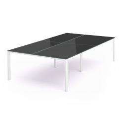 Rocada mesa de oficina serie total 320x163 blanco / cristal negro