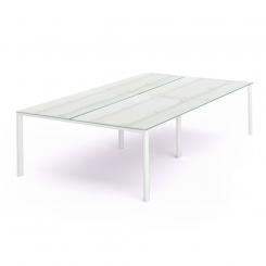 Rocada mesa de oficina serie total 360x163 blanco / cristal