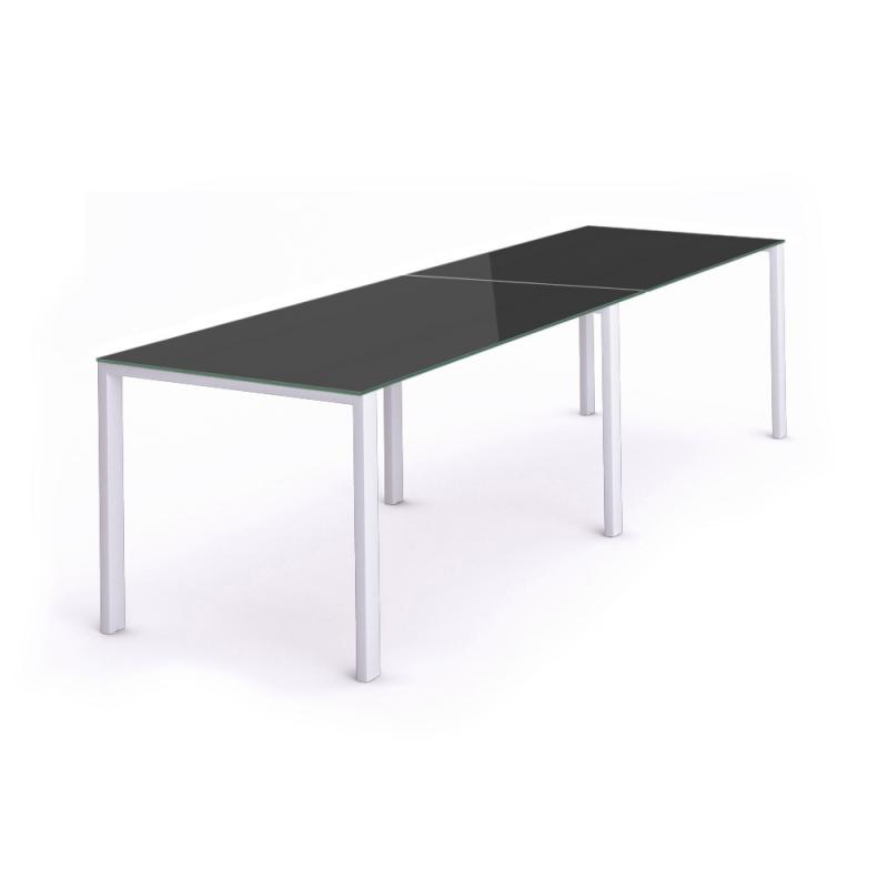 Rocada mesa de oficina serie total 360x80 blanco / cristal negro
