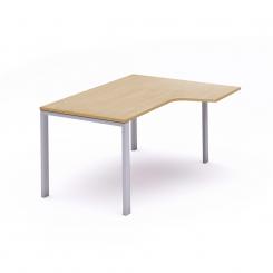 Rocada mesa de oficina serie total con forma de L derecha 180x120 aluminio/haya