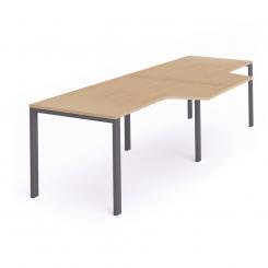 Rocada mesa de oficina serie total con forma de L doble 360x120x80 antracita / haya