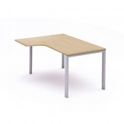 Rocada mesa de oficina serie total con forma de l izquierda 160x120 aluminio/haya