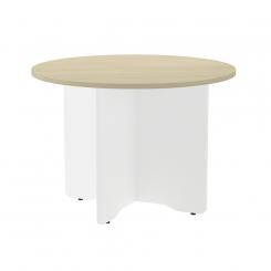 Rocada mesa de reuniones redonda 100cm de diámetro. Altura 74cm. color: pata blanca / tablero haya. DISPONIBLE EN DISTINTOS ACABADOS. CONSÚLTANOS TODAS LAS OPCIONES DISPONIBLES.
