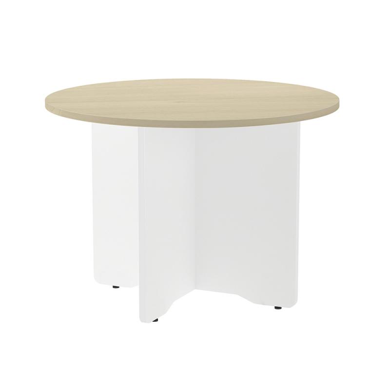 rocada-mesa-de-reuniones-redonda-100cm-de-diametro-altura-74cm-color-pata-blanca-tablero-haya-disponible-en-distintos-acabados-consultanos-todas-las-opciones-disponibles