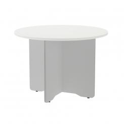 Rocada mesa de reuniones redonda 100cm de diámetro. Altura 74cm. color: pata gris / tablero blanco