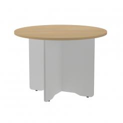 Rocada mesa de reuniones redonda 100cm de diámetro. Altura 74cm. color: pata gris / tablero roble. DISPONIBLE EN DISTINTOS ACABADOS. CONSÚLTANOS TODAS LAS OPCIONES DISPONIBLES.