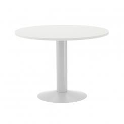 Rocada mesa de reuniones redonda 100cm de diámetro. Altura 74cm. color: pata metálica blanca / tablero blanco