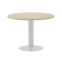 Rocada mesa de reuniones redonda 100cm de diámetro. Altura 74cm. color: pata metálica blanca / tablero haya. DISPONIBLE EN DISTINTOS ACABADOS. CONSÚLTANOS TODAS LAS OPCIONES DISPONIBLES.