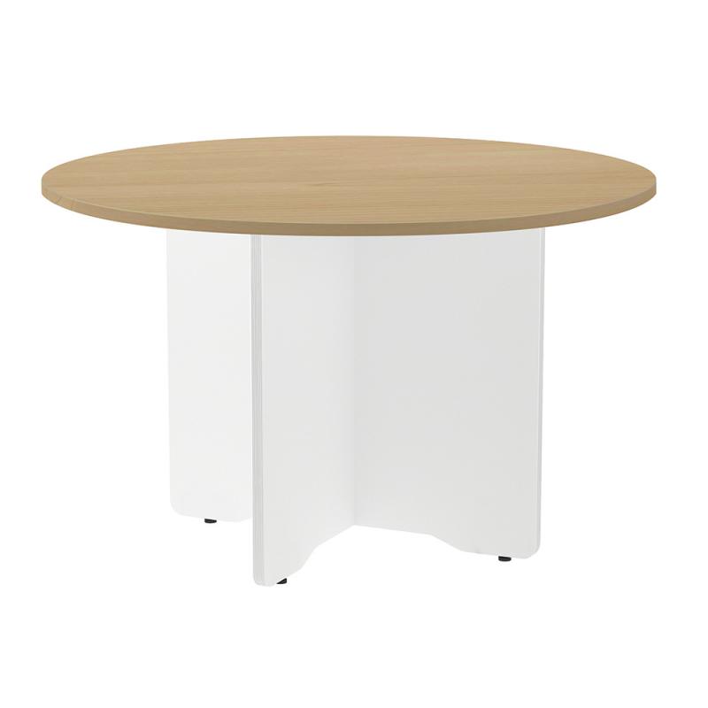 rocada-mesa-de-reuniones-redonda-120cm-de-diametro-altura-74cm-color-pata-blanca-tablero-roble