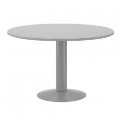 Rocada mesa de reuniones redonda 120cm de diámetro. Altura 74cm. color: pata metálica gris / tablero gris