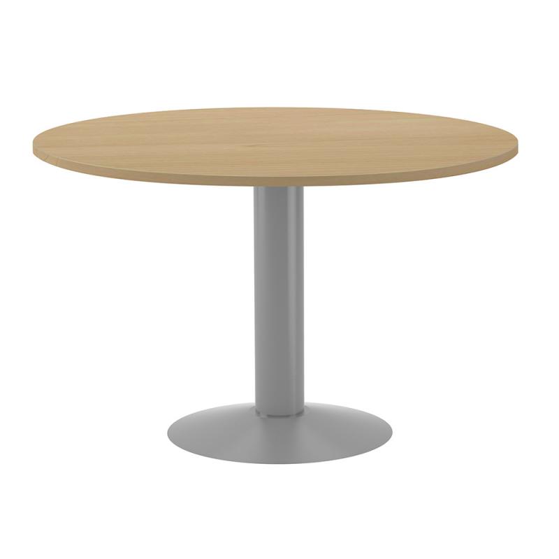 rocada-mesa-de-reuniones-redonda-120cm-de-diametro-altura-74cm-color-pata-metalica-gris-tablero-roble