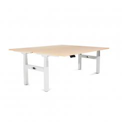 ROCADA Mesa Doble 180X163Cm Regulable En Altura Electricamente Estructura Blanca / Tablero Haya