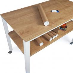 Rocada mesa executive 2 niveles 160x80 blanco/roble (altura 100cm)