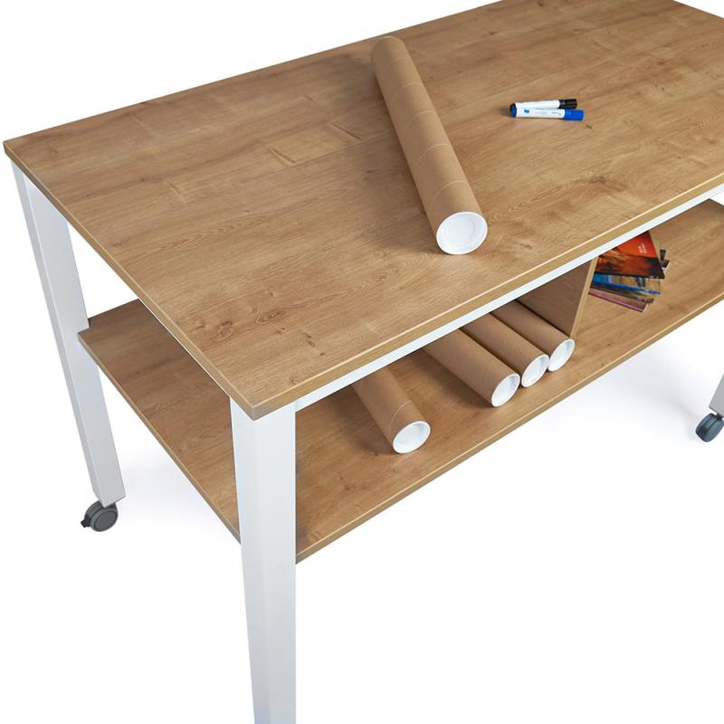 Rocada mesa executive 2 niveles 160x80 blanco/roble (altura 100cm)