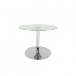 Rocada mesa reuniones  diámetro 80cm y altura74cm cromada /  tablero cristal