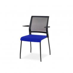 Rocada silla confidente con respaldo de maya 938M. Asiento tapizado color azul.