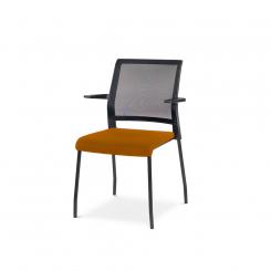 Rocada silla confidente con respaldo de maya 938M. Asiento tapizado color naranja.