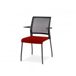Rocada silla confidente con respaldo de maya 938M. Asiento tapizado color rojo.