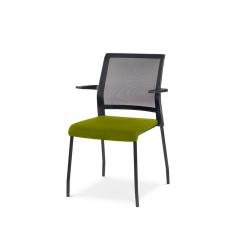 Rocada silla confidente con respaldo de maya 938M. Asiento tapizado color verde.