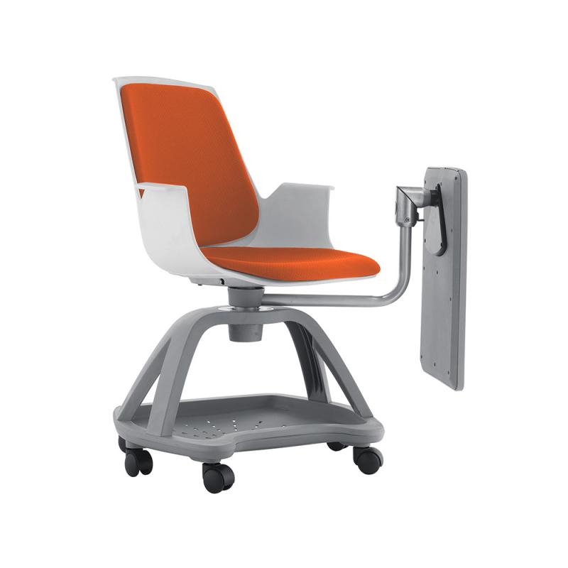 rocada-silla-confidente-con-ruedas-y-pala-escritura-tapizado-naranja
