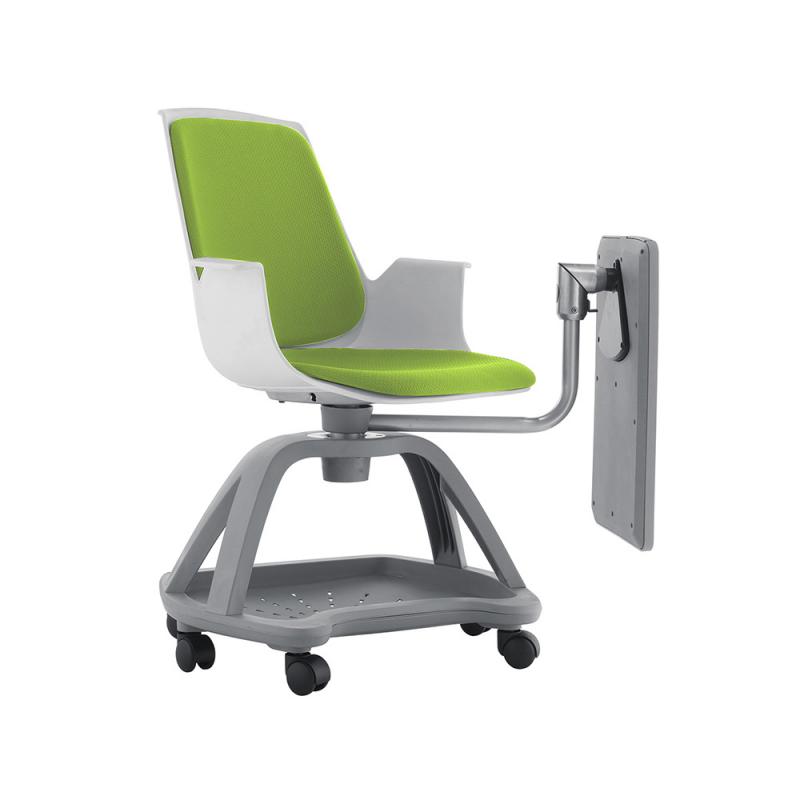 rocada-silla-confidente-con-ruedas-y-pala-escritura-tapizado-verde