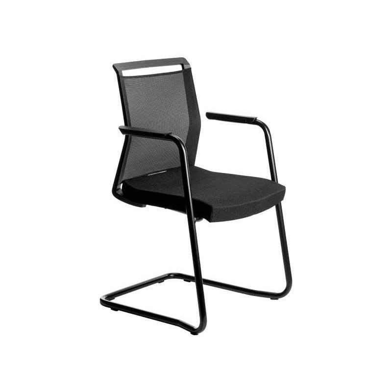 ROCADA Silla Confidente Rd-924-1 Respaldo Malla Negra Y Asiento Tapizado Ignifugo Verde