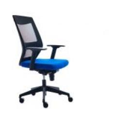 ROCADA Silla Oficina Con Regulacion Lumbar Respaldo Malla Negra / Asiento Tapizado Azul