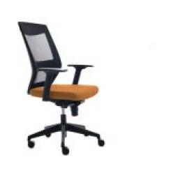 ROCADA Silla Oficina Con Regulacion Lumbar Respaldo Malla Negra / Asiento Tapizado Naranja