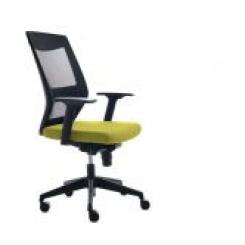 ROCADA Silla Oficina Con Regulacion Lumbar Respaldo Malla Negra / Asiento Tapizado Verde