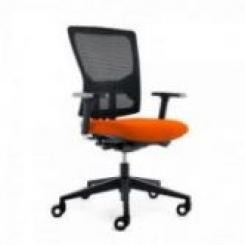 ROCADA Silla Oficina Rd937-5 Asiento Tapizado Naranja / Respaldo Malla Negra, Con Brazos Regul