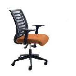 ROCADA Silla Oficina Respaldo Malla Negra / Asiento Tapizado Naranja