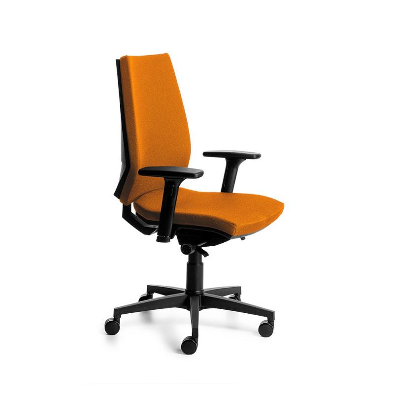 ROCADA Silla Profesional  922-5  Carcasa Negra  Y Tapizado Naranja. Incluye Brazos Regulables