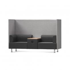 ROCADA Sofá Soft Seating Doble + Mesa 200X129X68Cm Color Negro/Gris