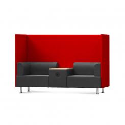 ROCADA Sofá Soft Seating Doble + Mesa 200X129X68Cm Color Negro/Rojo