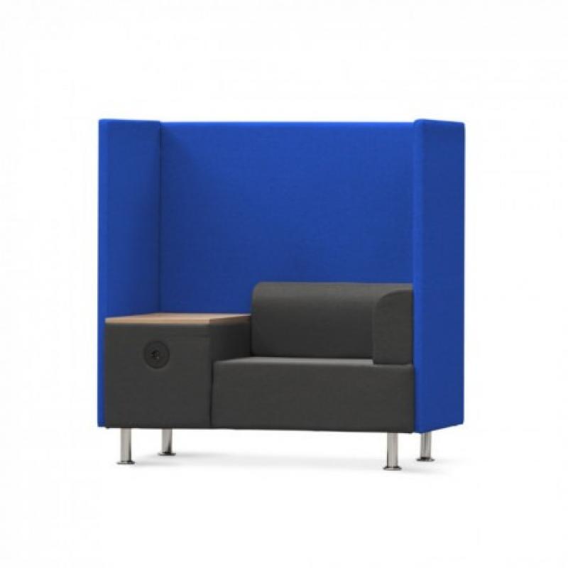 ROCADA Sofá Soft Seating Individual + Mesa 125X129X68Cm. Color Negro/Azul