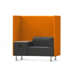 ROCADA Sofá Soft Seating Individual + Mesa 125X129X68Cm. Color Negro/Naranja