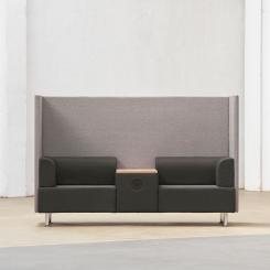 ROCADA Sofá Soft Seating Individual + Mesa 125X129X68Cm. Color Negro/Negro