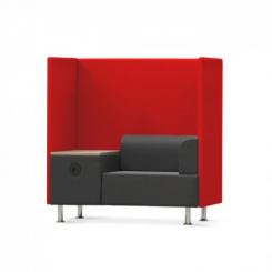 ROCADA Sofá Soft Seating Individual + Mesa 125X129X68Cm. Color Negro/Rojo