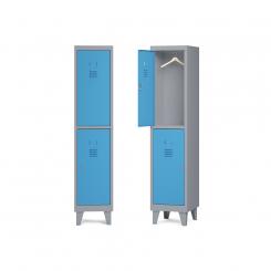 Rocada taquilla 300 1 modulo 2 puertas cuerpo gris RAL9006 + puertas azul RAL5009