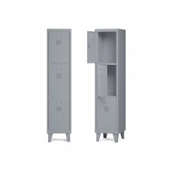 Rocada taquilla 300 1 modulo 3 puertas cuerpo gris RAL9006 + puertas gris RAL9006