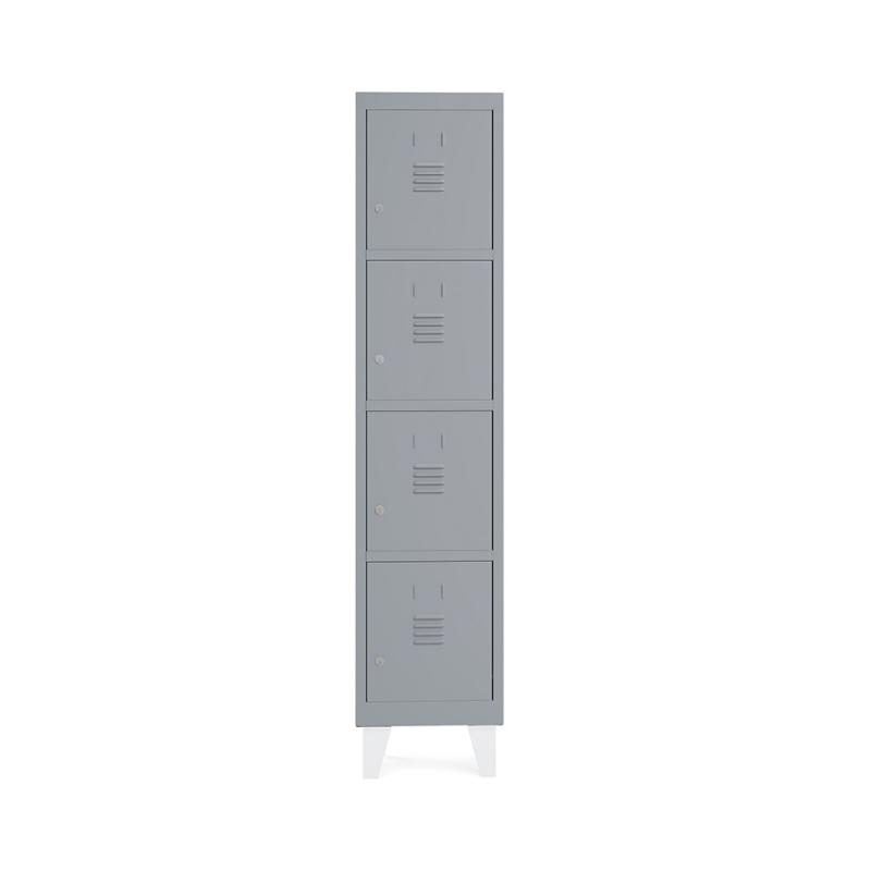 Rocada taquilla 300 1 modulo 4 puertas cuerpo gris RAL9006 + puertas azul RAL5009