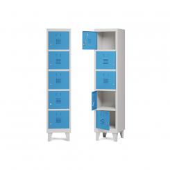 Rocada taquilla 300 1 modulo 5 puertas cuerpo blanco RAL9010 + puertas azul RAL5009