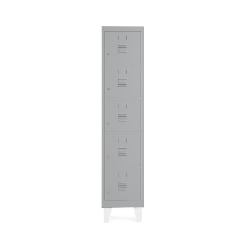 Rocada taquilla 300 1 modulo 5 puertas cuerpo gris 7035 + puertas azul RAL5009